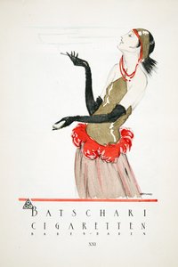Reklama "Batschari Cigaretten", od Styl, pub.1922 (druk pochoir) autorstwa German School