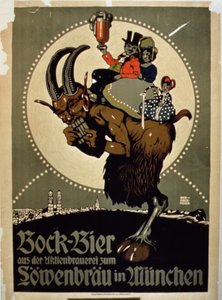 Reklama piwa Bock z browaru Lowenbrau w Monachium autorstwa German School