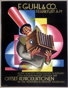 Reklama dla niemieckiego producenta aparatów Offset. W „”Gebrauchs Graphik””, niemieckiej gazecie autorstwa German School