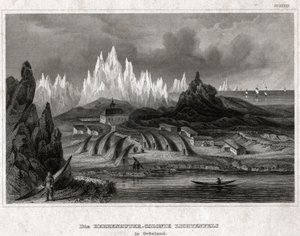 Akunnat, Grenlandia. (grafika, ok. 1850) autorstwa German School