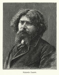 Alphonse Daudet, francuski powieściopisarz (lito) autorstwa German School
