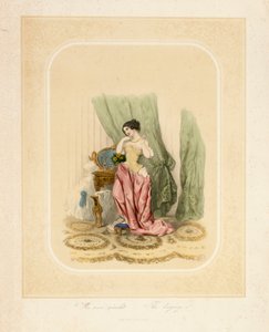 Elegancka dama przy toaletce, wydrukowana przez F. Sala & Co, Berlin, ok. 1850 autorstwa German School