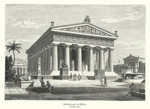 Starożytna grecka świątynia Hery, Paestum, Włochy, wcześniej błędnie uważana za poświęconą Posejdonowi (rycina) autorstwa German School