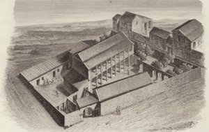 Starożytne greckie domy w Moudleja w Syrii. Ilustracja do Atlasu Bilder (grawerowanie) autorstwa German School