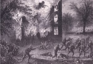 Atak na zaawansowaną pozycję francuską, Cassells History of the War between France and Germany, wydany przez Cassell and Company Limited, c.1890 (lito) autorstwa German School