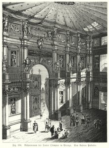 Audytorium i scena Teatro Olimpico, Piacenza, Włochy, proj. Andrea Palladio (grafika) autorstwa German School