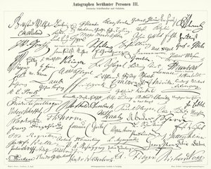 Autografy znanych osób: niemieckich pisarzy i naukowców (grafika) autorstwa German School
