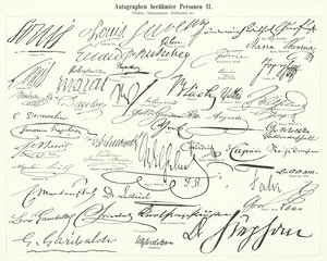 Autografy znanych osób: mężów stanu, książąt, generałów itp. (grawerowanie) autorstwa German School