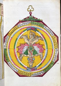 BT1.70.2 Volvelleor ze zodiakiem, ilustracja z Astronimicum Caesareum autorstwa Petera Apiana (Bennewitz) (1495-1552) wyd. w Ingolstadt, 1540 (kolorowy drzeworyt)