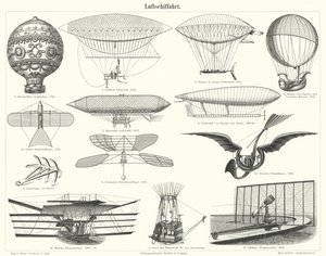 Balony, sterowce i inne maszyny latające (grawerowanie) autorstwa German School