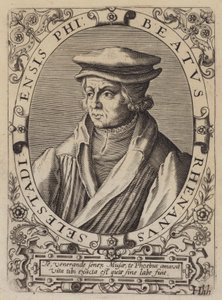 Beatus Rhenanus, niemiecki humanista, uczony i reformator religijny (grafika) autorstwa German School