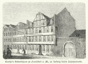 Miejsce urodzenia niemieckiego pisarza Johanna Wolfganga von Goethego, Frankfurt nad Menem, początek XIX wieku (rycina) autorstwa German School