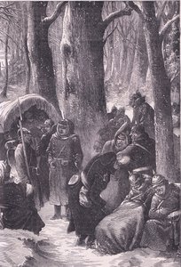 Biwak na śniegu, Cassells History of the War between France and Germany wydana przez Cassell and Company Limited, c.1890 (lito) autorstwa German School