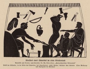 Warsztat kowalski w starożytnej Grecji (litografia) autorstwa German School