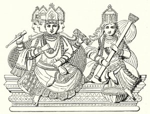 Brahma i Saraswati (rycina) autorstwa German School