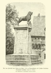 Lew z brązu wzniesiony przez Henryka Lwa w Brunszwiku w 1166 r. (rycina) autorstwa German School