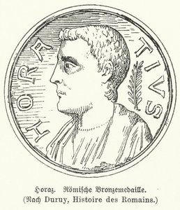 Brązowy medal przedstawiający rzymskiego poetę Horacego (lit) autorstwa German School
