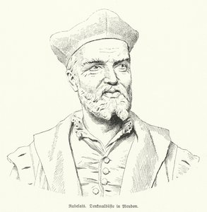 Popiersie francuskiego autora Francois Rabelais w Meudon we Francji (lito) autorstwa German School