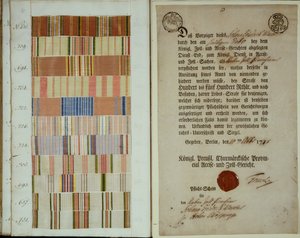 Wstęgi kampanii i metryka służby żołnierza w Królewskiej Armii Pruskiej, 1778 autorstwa German School