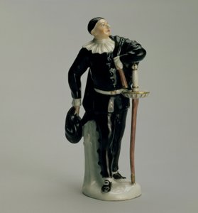 Kapitan z serii Commedia dellArte autorstwa Wenzel Neu (zm. 1774), dla Fabryki Kloster-Veilsdorf, 1764-5 (porcelana)