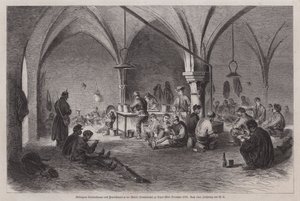 Pojmani Garibaldians i franc-tireurs w ratuszu Dijon, Francja, wojna francusko-pruska, połowa grudnia 1870 (rycina) autorstwa German School
