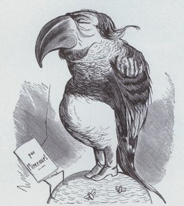 Karykatura Napoleona III Francji jako papuga (lito) autorstwa German School