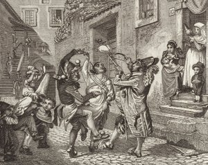 Karnawał w Rzymie, Włochy. Ilustracja do Atlasu Bilder (grawerowanie) autorstwa German School