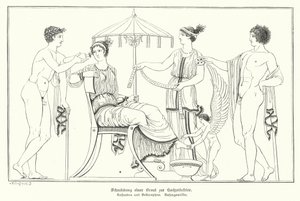 Cassandra przygotowywana do ślubu z Bellerophon (grafika) autorstwa German School