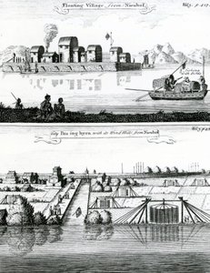 Chińska pływająca wioska, XVII wiek autorstwa German School
