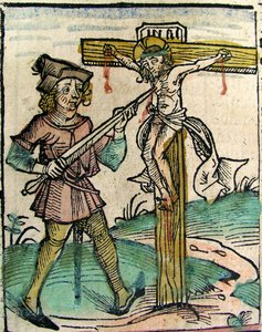 Chrystus Recrucified, opublikowany w Kronice Norymberskiej, 1493 autorstwa German School