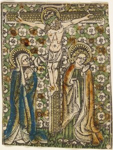 Chrystus na krzyżu z Maryją i św. Janem, ok. 1460 (metaloplastyka) autorstwa German School