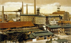 Kopalnia węgla Concordia, Oberhausen, Niemcy (kolor grawerowany) autorstwa German School