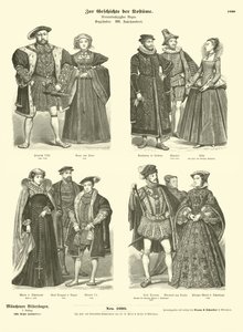 Kostiumy angielskiej i szkockiej rodziny królewskiej i szlachty, XVI wiek autorstwa German School