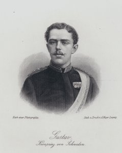 Książę koronny Gustaw Szwecji, przyszły król Gustaw V (rycina) autorstwa German School