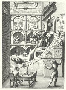 Kwadrant ścienny duńskiego astronoma Tycho Brahe w jego obserwatorium w Uraniborg, Hven, Dania autorstwa German School