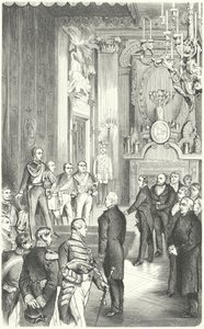 Delegacja parlamentu frankfurckiego oferująca królowi Fryderykowi Wilhelmowi IV koronę Niemiec, 1849 autorstwa German School