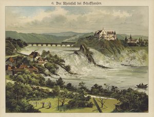 Wodospad Renu w pobliżu Schaffhausen (kolor lito) autorstwa German School