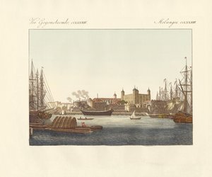 Opis Tower of London (kolorowy grawerunek) autorstwa German School