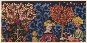 Fragment gobelinu "Sad miłości" z Alzacji autorstwa German School