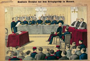 Sprawa Dreyfusa: proces rewizji kapitana Dreyfusa (1859-1923) Ilustracja z prasy niemieckiej autorstwa German School