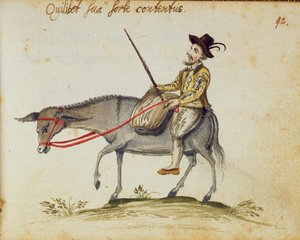 Egerton 1269 f.92 Człowiek na mule, z Album Amicorum, Moyses Walens, Kolonia autorstwa German School