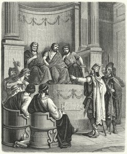 Emisariusze Eumenesa II z Pergamonu przed Senatem Rzymskim (rycina) autorstwa German School