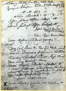 Wpis do ewidencji Uniwersytetu Halle z nazwiskiem Haendla, 1702 autorstwa German School
