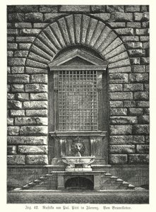 Przykład rdzy, Filippo Brunelleschi, Palazzo Pitti, Florencja, Włochy (rycina) autorstwa German School