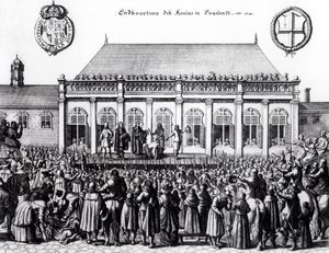 Egzekucja Karola I (1600-49) w Whitehall, 30 stycznia 1649 autorstwa German School