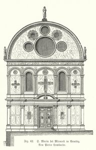 Fasada kościoła Santa Maria dei Miracoli, proj. Pietro Lombardo, Wenecja, Włochy (grafika) autorstwa German School