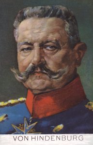 Feldmarszałek Paul von Hindenburg, dowódca armii niemieckiej podczas I wojny światowej (kolorowa litografia) autorstwa German School