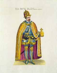 Założenie Uniwersytetu Niemieckiego w 1348 r. w Pradze przez cesarza Karola IV (1316-78), pocztówka z początku XX wieku autorstwa German School