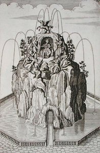 Projekt fontanny z „Architectura Curiosa Nova”, Georg Andreas Bockler (1617-85), opublikowany 1704 (rycina) autorstwa German School