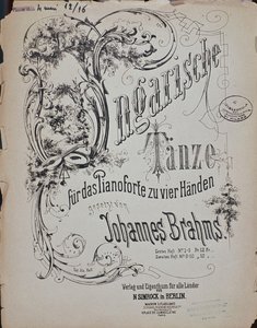 Frontyspis Tańców Węgierskich (Taniec Węgierski) Johannesa Brahmsa (1833-1897) autorstwa German School